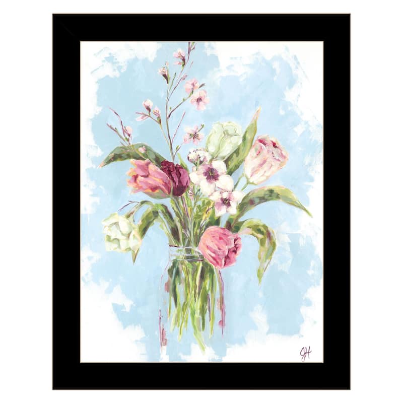 TrendyDecor4U Contemporary "Flourish" Framed Print Wall Art - Black