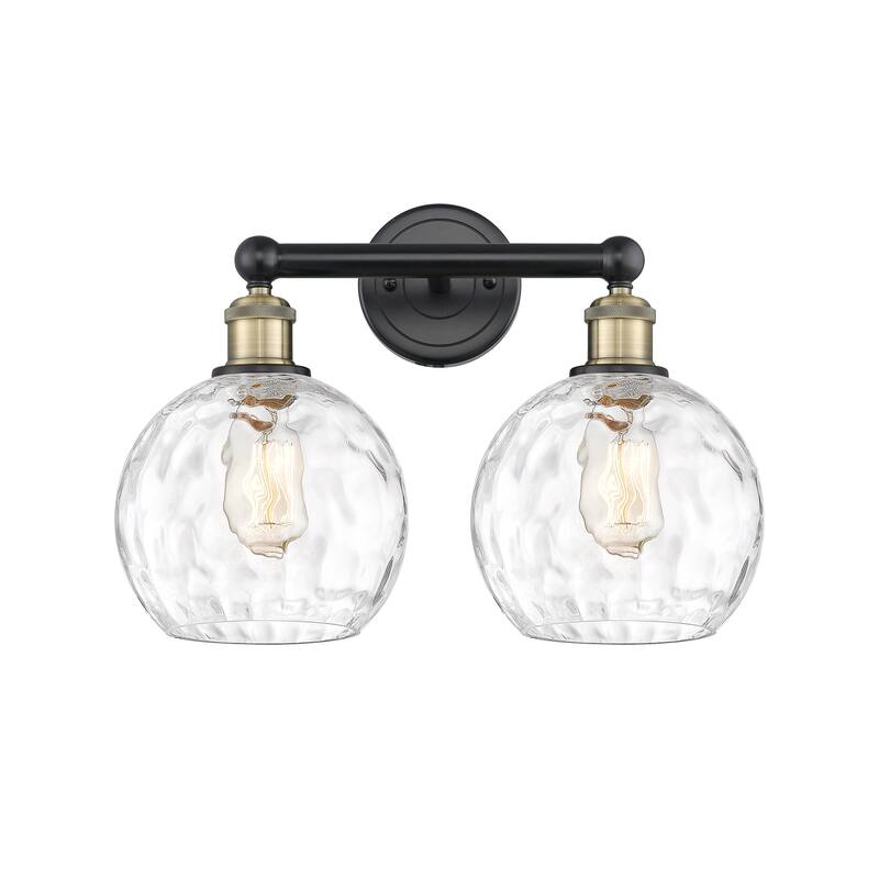 Innovations Lighting Athens Water Glass - 2 Light 17" Bath Vanity Light - Clear/Black Antique Brass