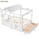 preview thumbnail 9 of 7, Full Size House Bed Modern Wood Canopy Bed with Roof, Window and Large Drawer