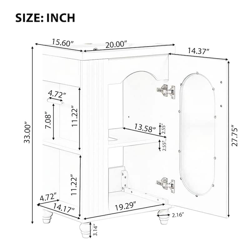 20" Bathroom Vanity with Sink - Black