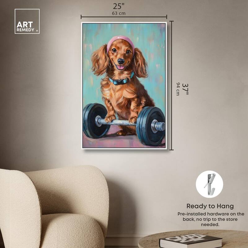 Cute Doxxie Work Out Canvas by Art Remedy