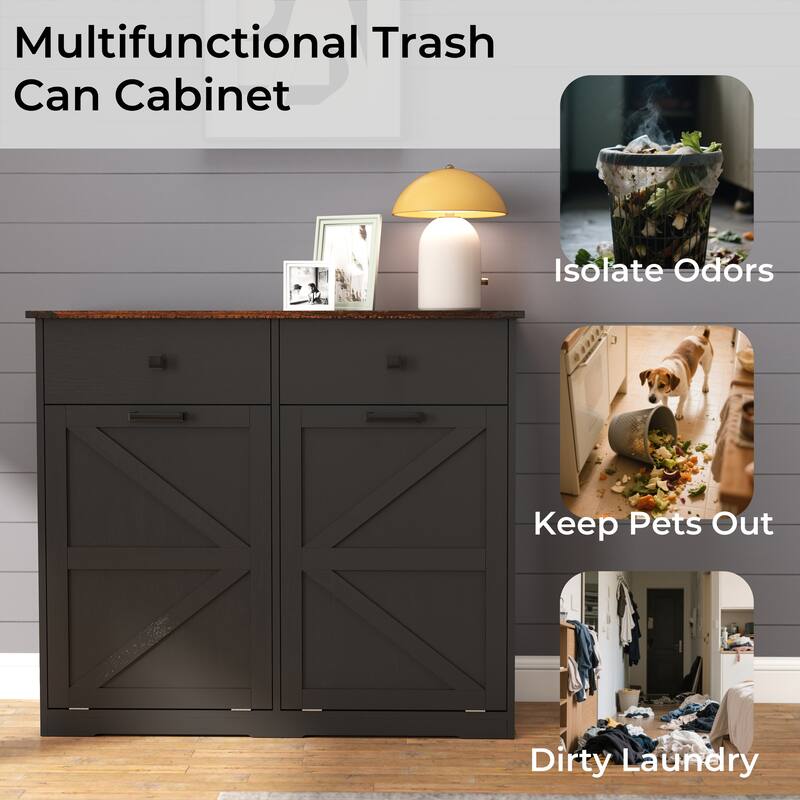 Double Tilt Out Trash Cabinet Black Storage Cabinet Trash Can Cabinet