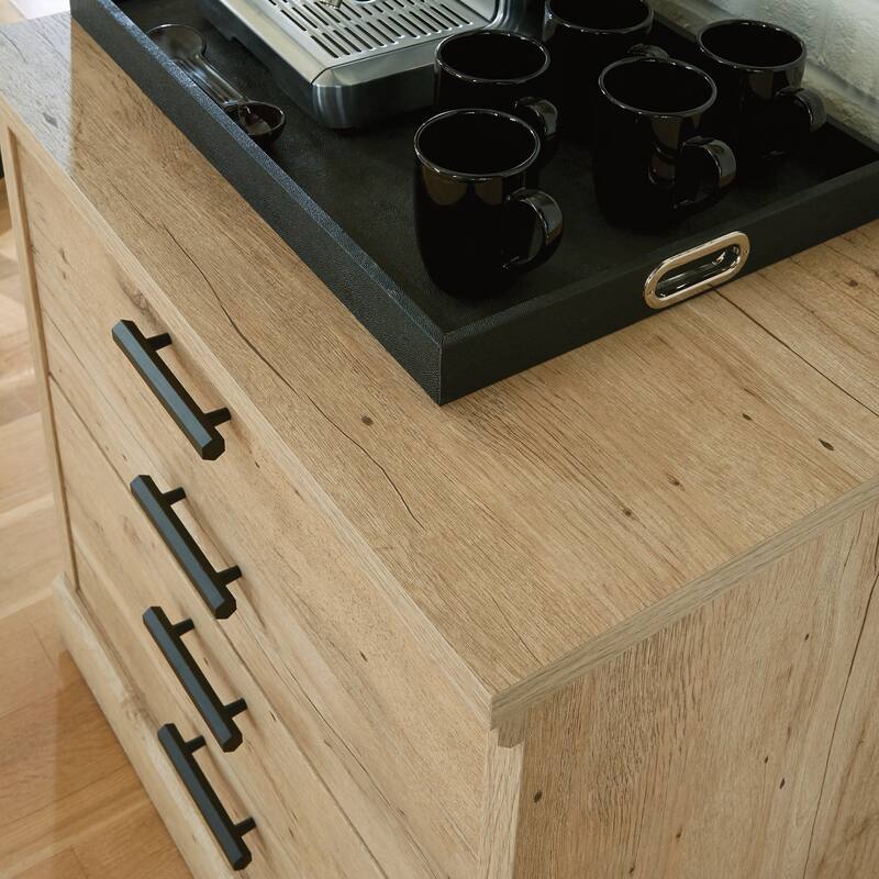 Engineered Wood Farmhouse Lateral File with a Lockable Drawer, Brown