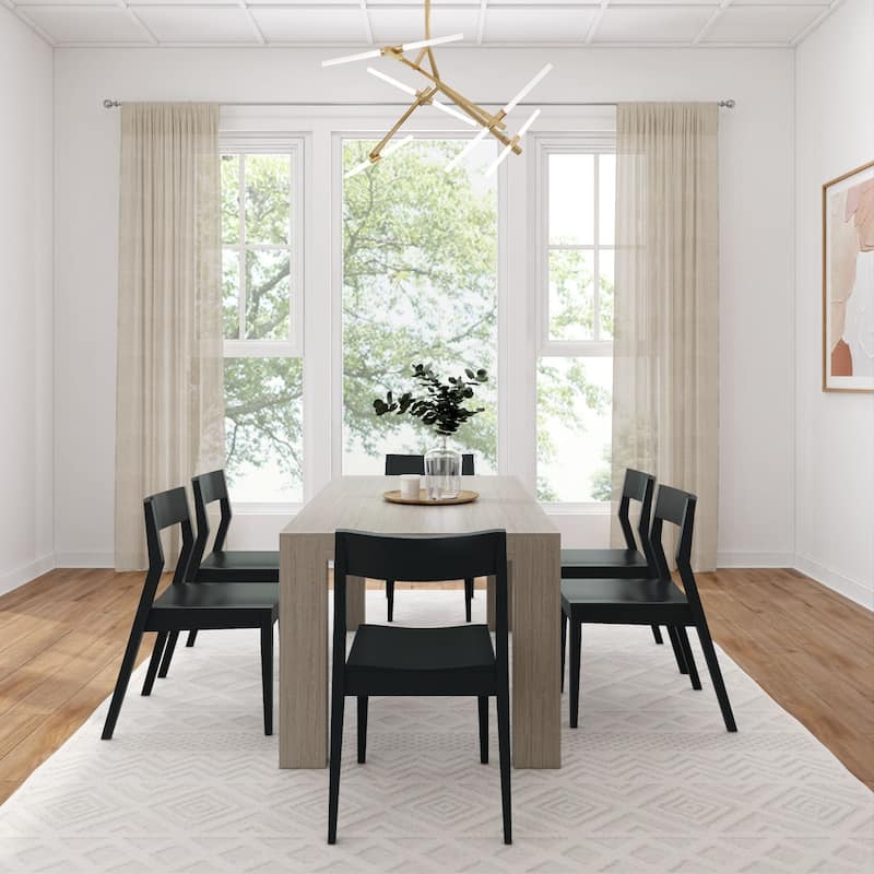 Plank and Beam 72" Modern Solid Wood Table and Chairs Dining Set