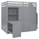preview thumbnail 7 of 29, Full Size Bunk Bed with Wardrobe, Desk & Shelves, Multi-Functional Space Saver - Grey