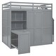 preview thumbnail 8 of 14, Full Size Grey Wooden Loft Bed w/ Desk, Storage Staircase & Shelves, Built-in Wardrobe w/ Foldable Door Panels for Student Dorms