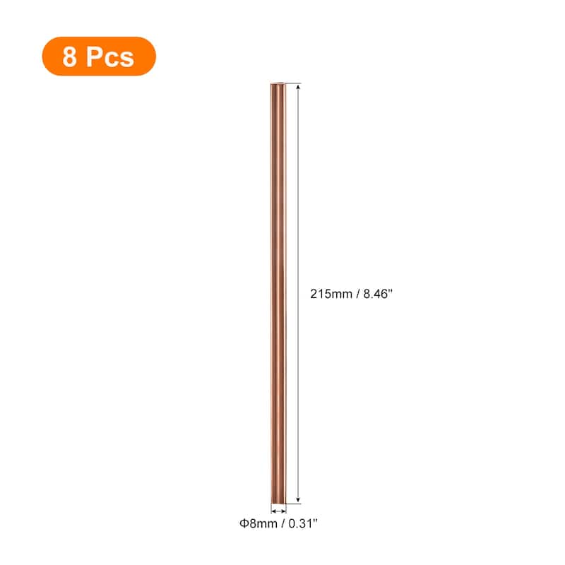 8.5" Heart Shape Stainless Steel Straws Reusable Metal Straw - Rose Gold - 8Pcs