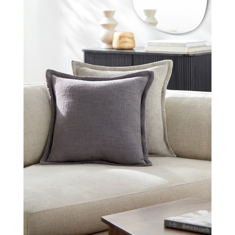 Gannon Cabin & Lodge Solid Color Accent Pillow - 22"L x 22"W - Cover Only - Charcoal