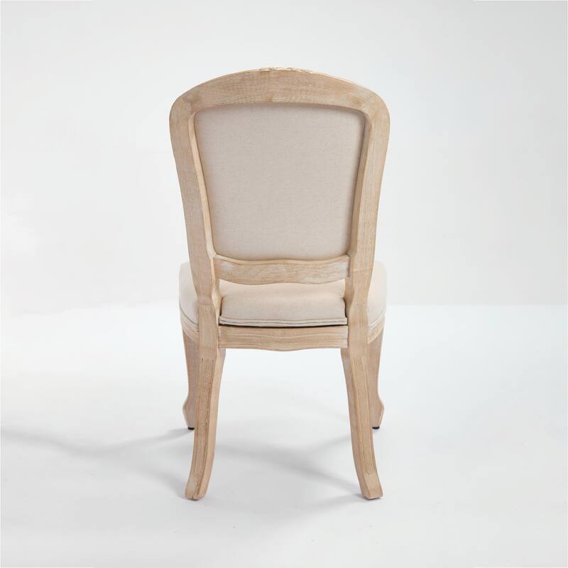 Set of 2 French Country Dining Chairs, Upholstered with Fan-Shaped Back