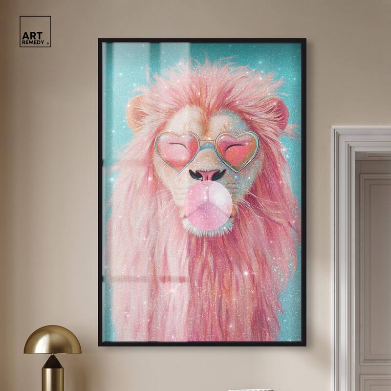 Pastel Lion Bubblegum Shadowbox by Art Remedy