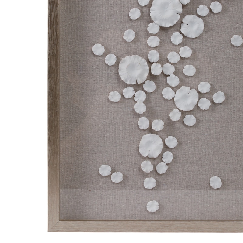 Resin Canvas Wall Art Vertical Floral Design with PS Frame - 47" White