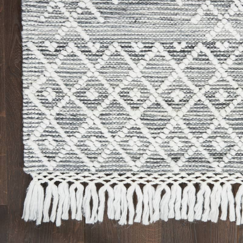 New Concept Washables Grey/Ivory Flat Woven Moroccan Indoor Area Rug