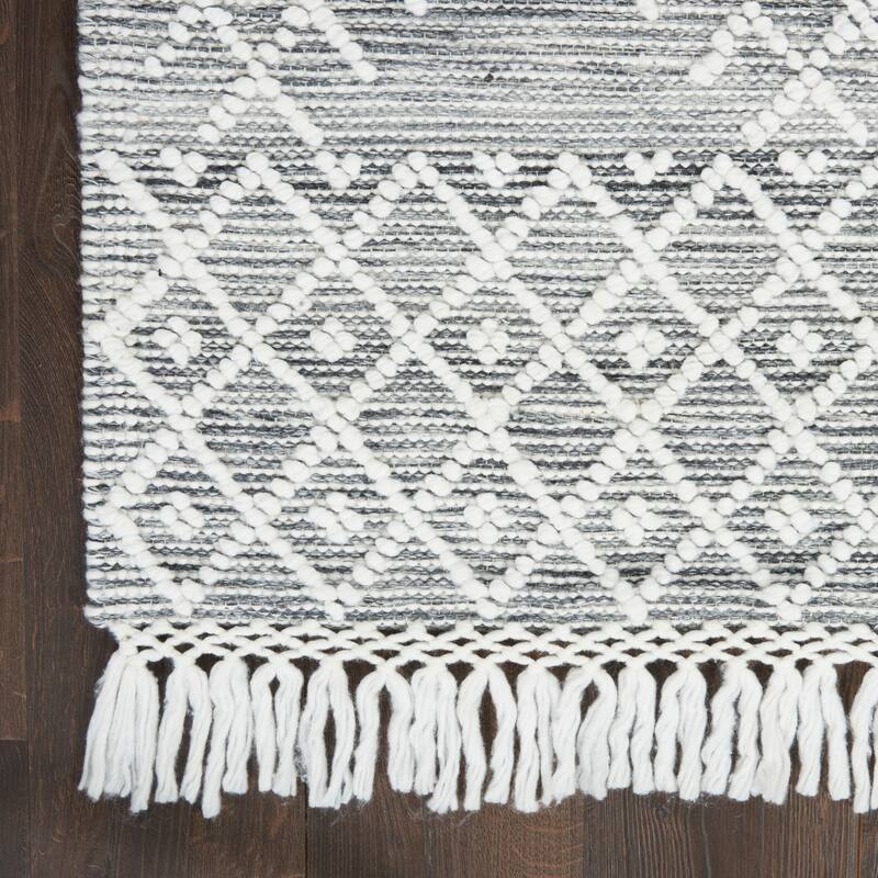 New Concept Washables Grey/Ivory Flat Woven Moroccan Indoor Area Rug