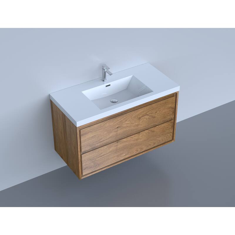 Sage 42" wall mounted bathroom vanity with single basin acrylic top
