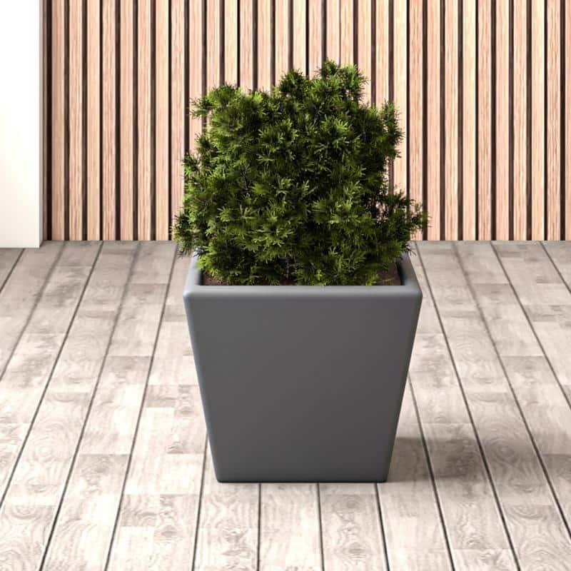 Blossom Fiberstone Tapered Square Planter, Modern Weather-Resistant Indoor/Outdoor Pot with Drainage by LeisureMod
