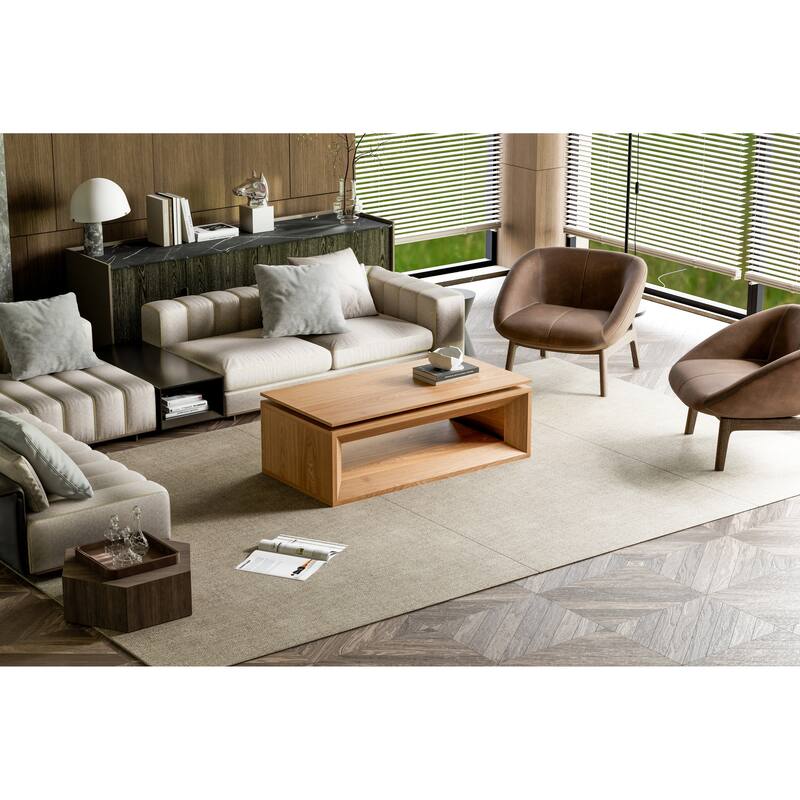 43.3" Lift Top Rectangle Coffee Table with Storage, Coffee Table with Floating Tabletop, Convertible Rising Tabletop