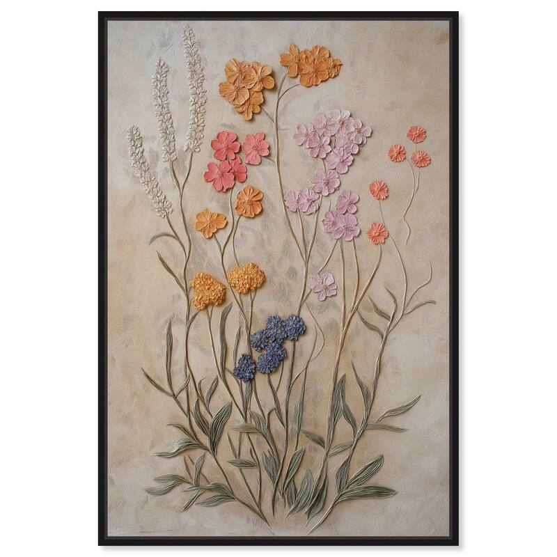 Sculpted Flora Frieze III Canvas by Art Remedy - Black - 20" x 30"