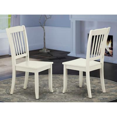 Vertical Slatted Back Dining Chairs - Linen White Finish - Modern Style Seating