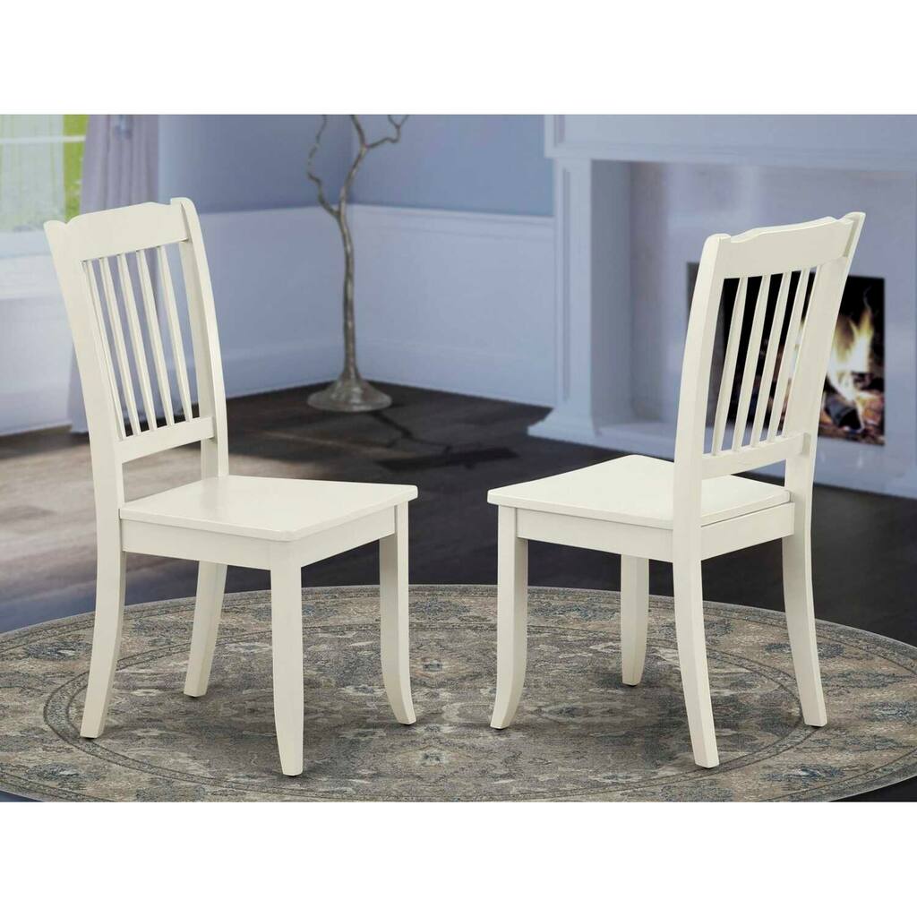 Vertical Slatted Back Dining Chairs - Linen White Finish - Modern Style Seating