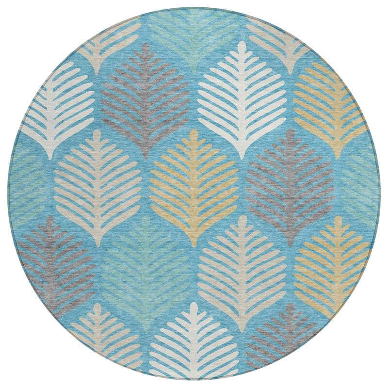 Machine Washable Indoor/ Outdoor Modern Fern Chantille Rug