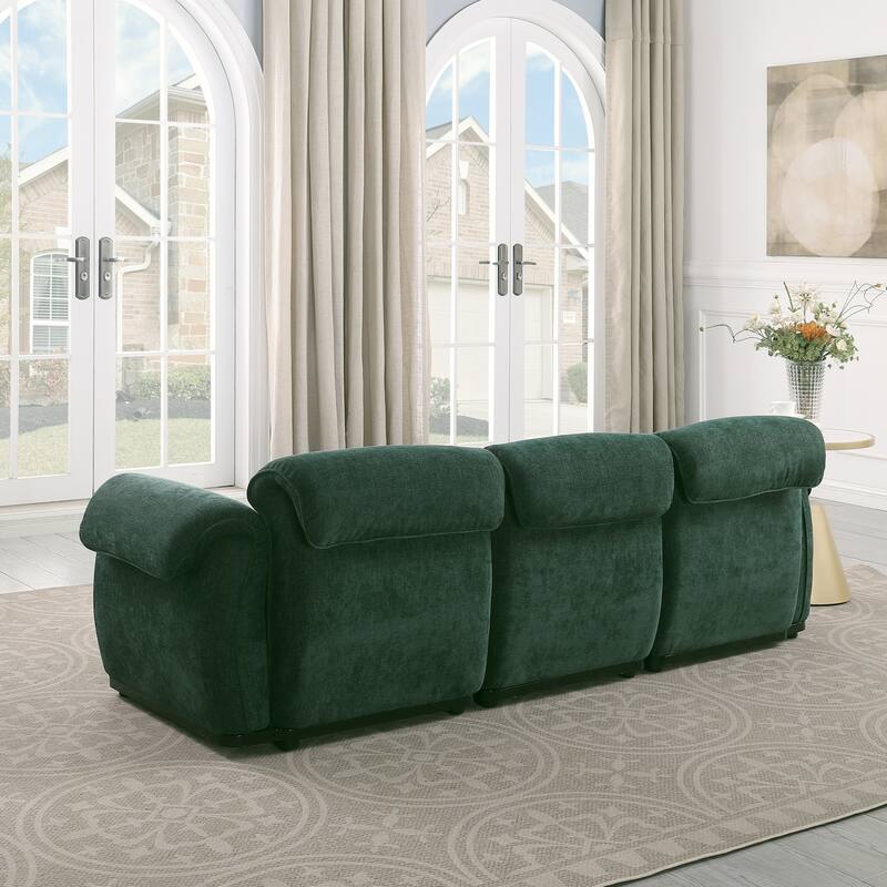 93" 3-Seater Chenille Modular Sofa - Fashionable Sofa with Iron Frame for Living Room, Bedroom