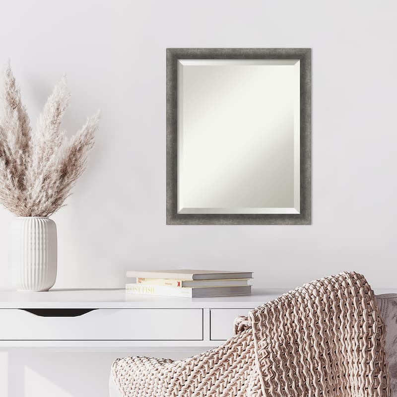 Burnished Concrete Narrow Beveled Wood Framed Wall Mirror - Burnished Concrete Narrow