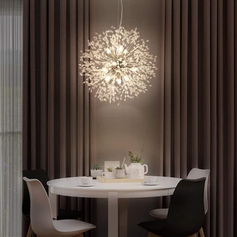 9-Light Modern Glam Crystal Firework Sputnik Ceiling Light Dandelion Starburst Chandelier