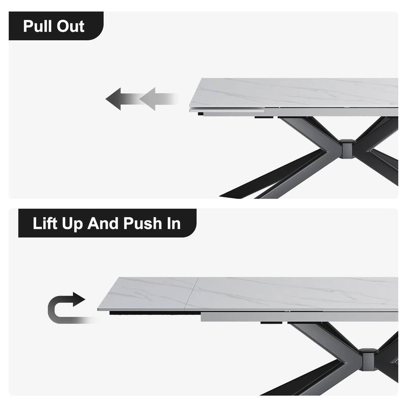 110.24'' Extendable Rectangular Sintered Stone Dining Table - 78.74" to 110.24"