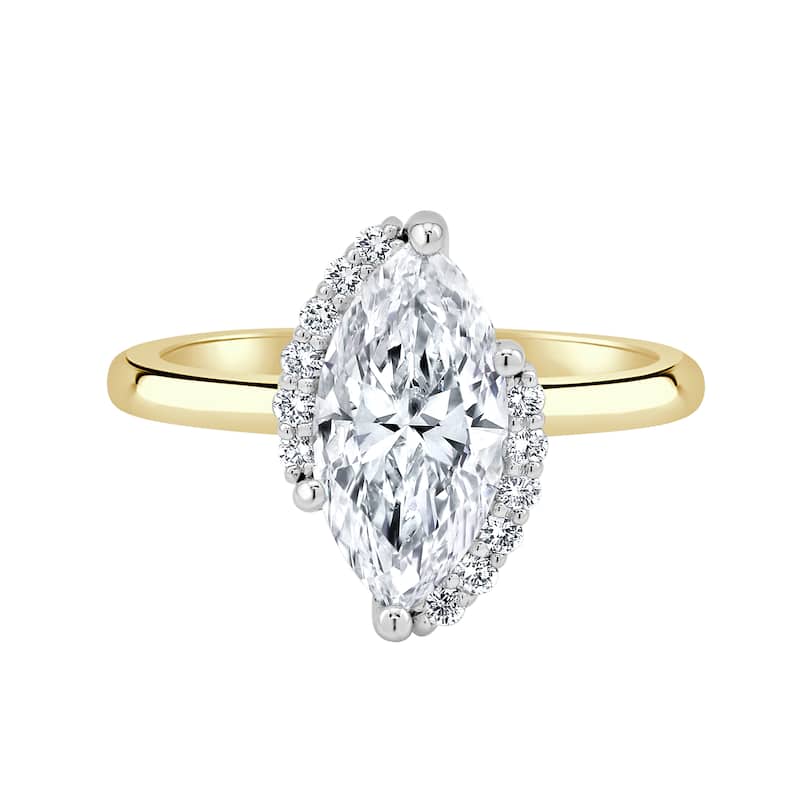 Auriya 14k Gold 5 1/6 ctw Lab grown Marquise Diamond Engagement Ring (F-G VS) - Yellow - 9