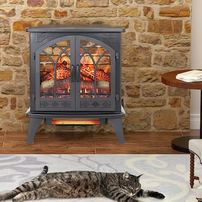 24" Electric Fireplace Stove, Portable Space Heater, Remote Control - 24inch