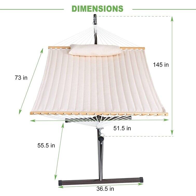 Outdoor Cotton Rope Hammock with 12FT Steel Stand