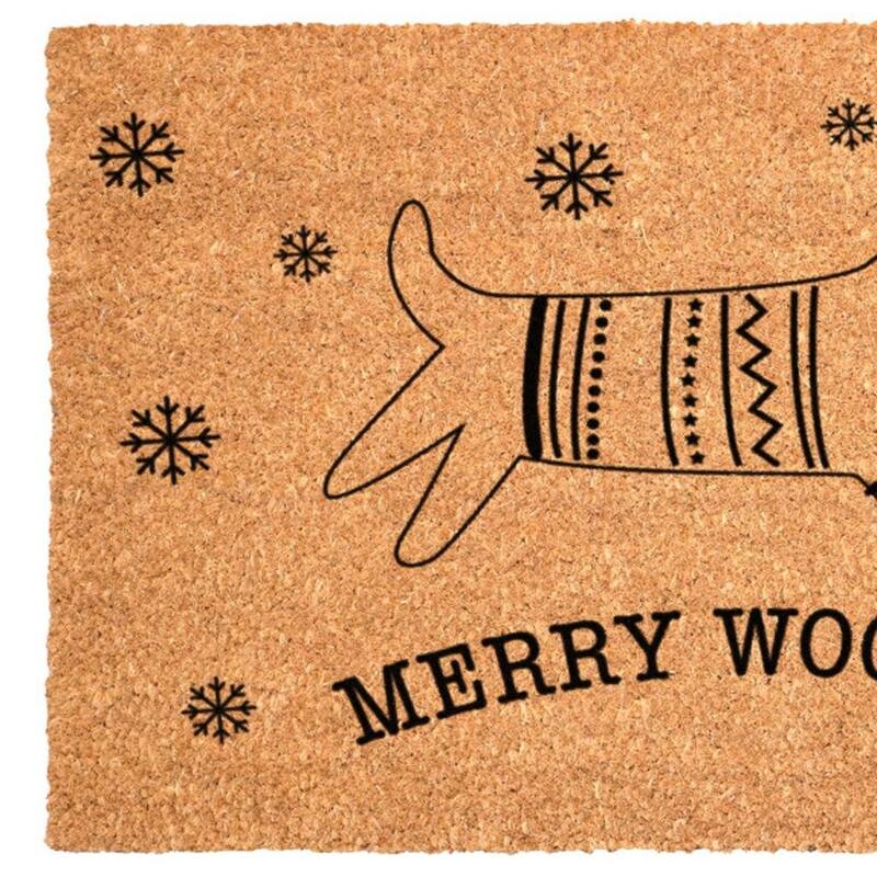 HomeRoots 24" X 36" Brown And Black Christmas Dachshund Outdoor Coir Door Mat - 24.00' X '36.00