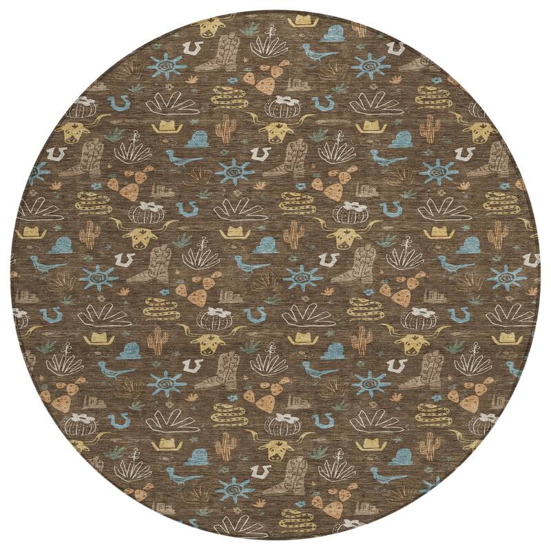 Machine Washable Indoor/ Outdoor Cowboy Ranch Chantille Rug