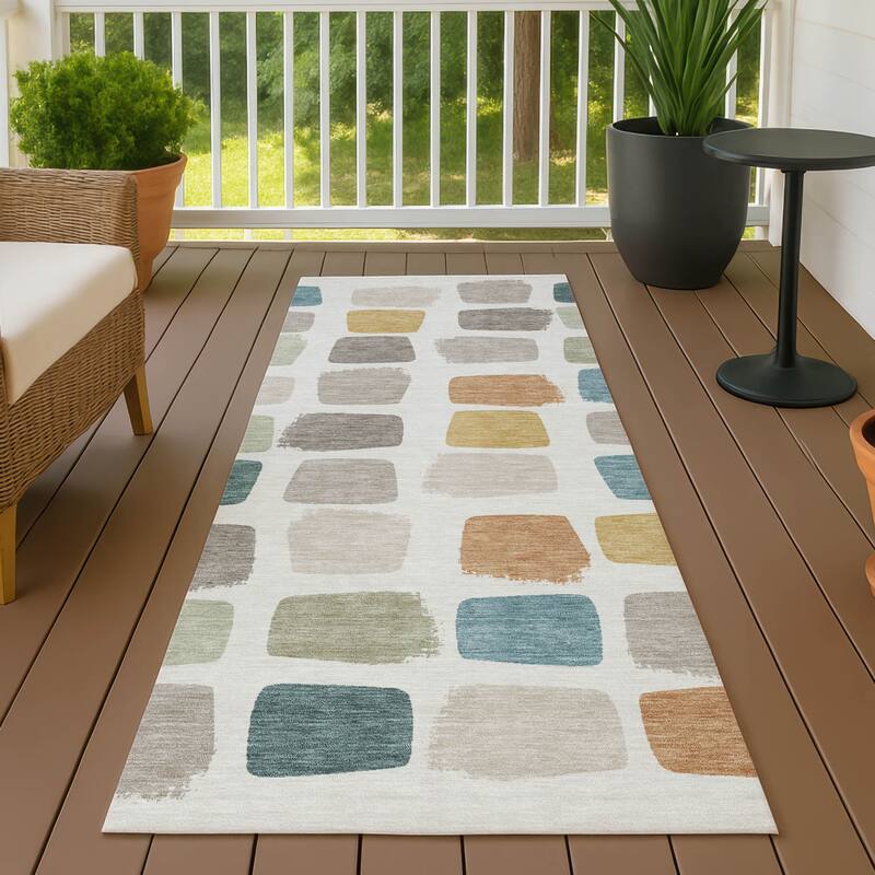 Machine Washable Indoor/ Outdoor Casual Hoppy Chantille Rug - Ivory - 2'3" x 7'6"