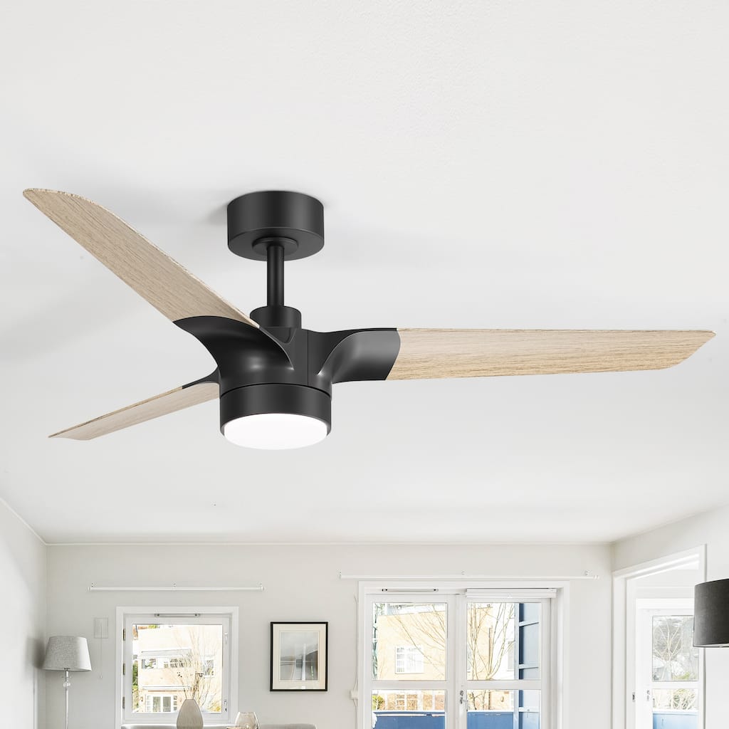 52" 3-Blade Modern LED Ceiling Fan with Light and Remote
