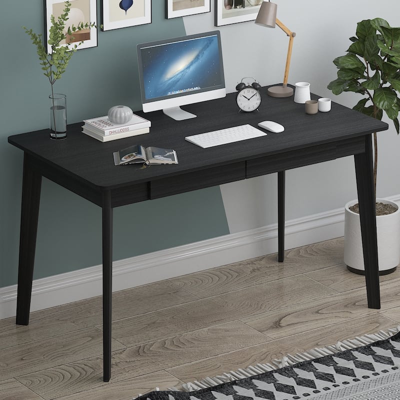 Modern Computer Desk Wood Work Tables With 2 Drawers