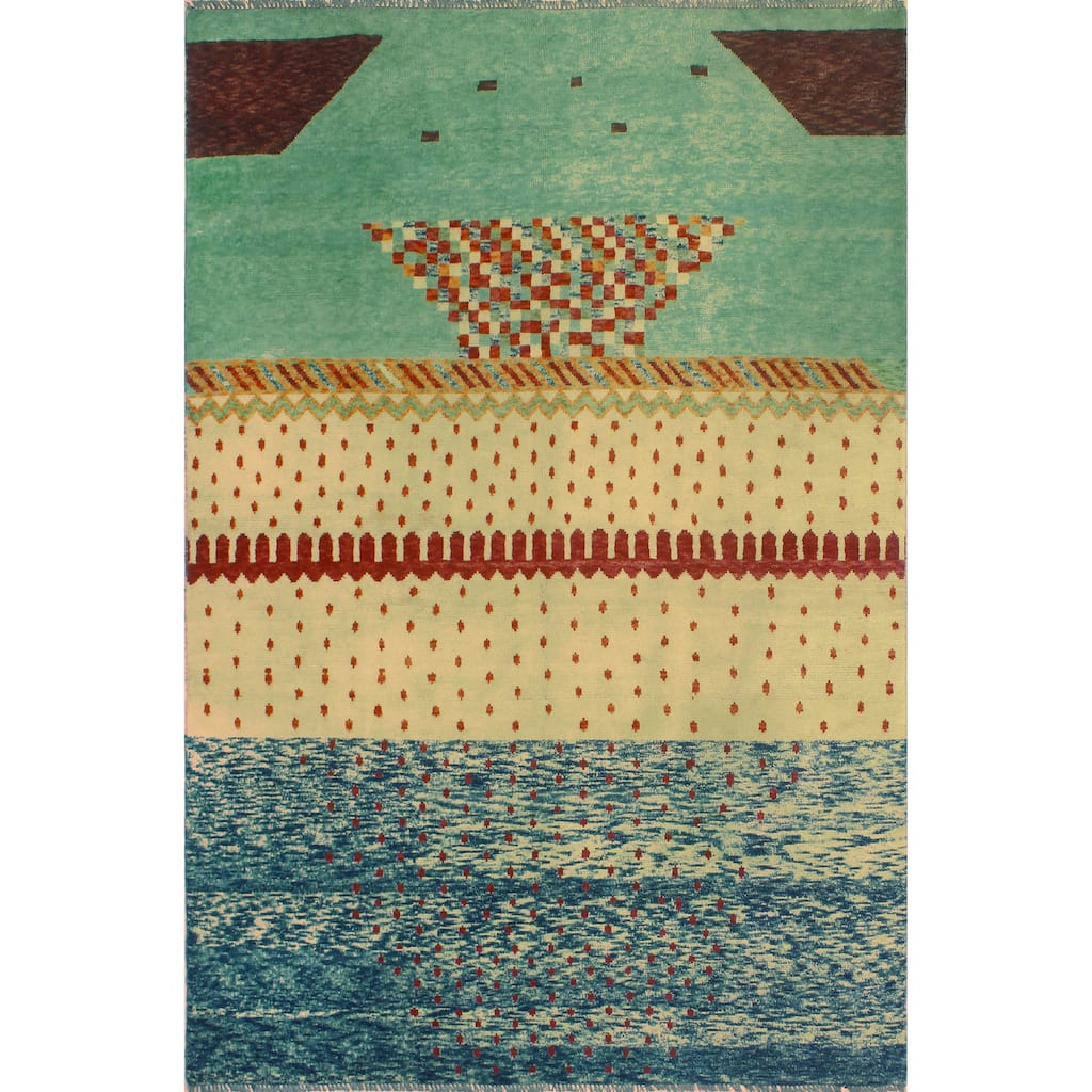 Balochi Adelayda Beige/Lt. Green Rug - 6'6" x 9'5"