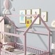preview thumbnail 26 of 39, Twin Floor Bed with House Roof Frame, Safety Guardrails, and Fence Design