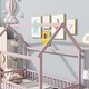 preview thumbnail 38 of 127, Wood Toddler House Bed with Roof Frame and Safety Guardrails Montessori Floor Bed without Slats No Door Houseshaped Platform Bed