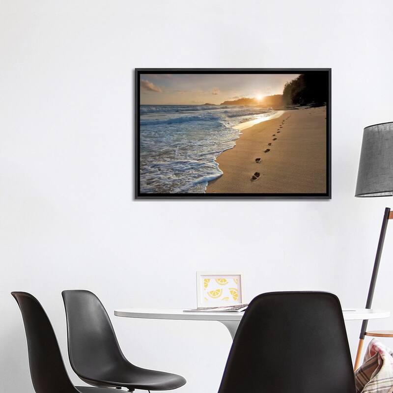 iCanvas "Footprints On The Sand" by Dennis Frates Framed