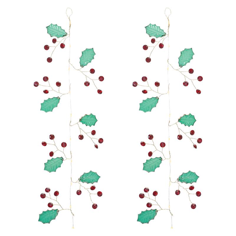 69” Holly Jewel Christmas Garland Festive Red & Green Indoor Holiday Decor with Sparkling Jewel Accents - 69" x 5" x 1.5"