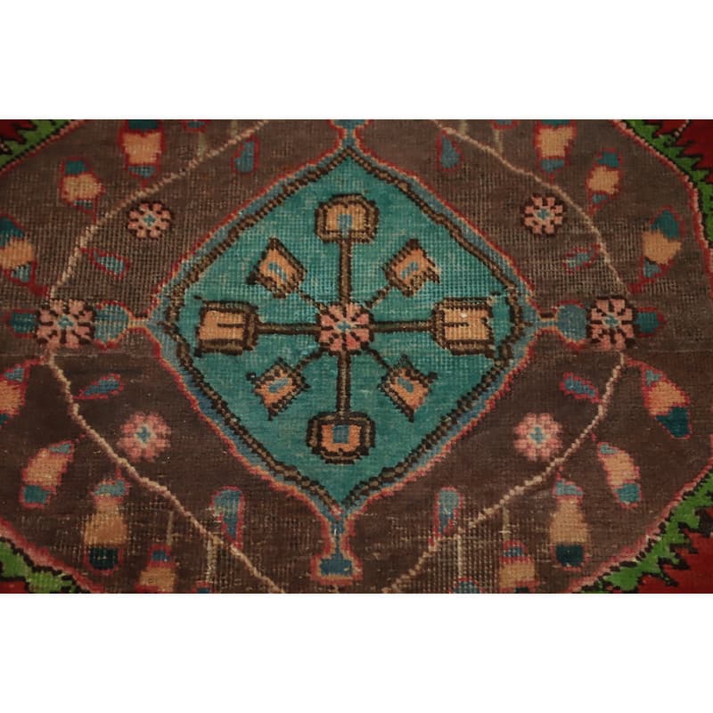 Hand Knotted Oriental 100% Wool Carpet Traditional Geometric Oranges & Rust Tabriz Runner Rug - 13' 3'' X 3' 3''