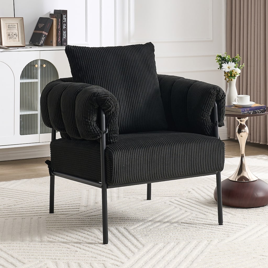 Black Simple Side Chair Office Chair Coffee Chair with Metal Legs, Padded Chair Reception Chair