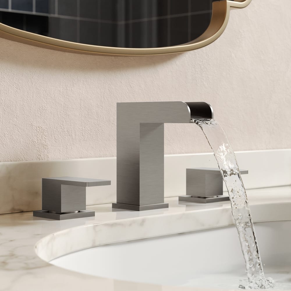 GRANDJOY 4" Waterfall Sink Faucet 3-Hole Stainless Steel Bathroom Faucet