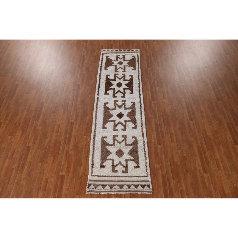Plush Tribal Turkish Anatolian Runner Rug Hand-knotted Wool Carpet - 3'2"x 11'4"