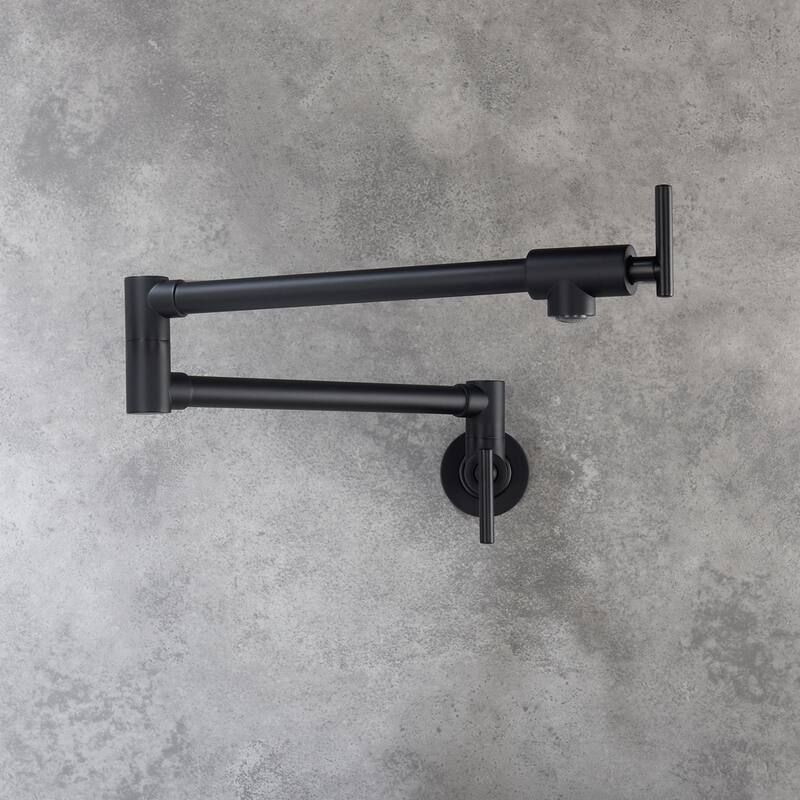 Double Handle Single Hole Wall Mounted Pot Filler Faucet - 25.98-in L x 8.66-in H