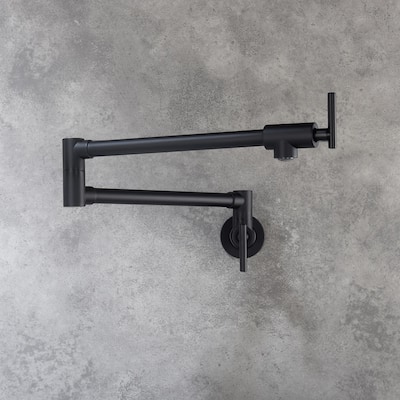 Double Handle Single Hole Wall Mounted Pot Filler Faucet - 25.98-in L x 8.66-in H