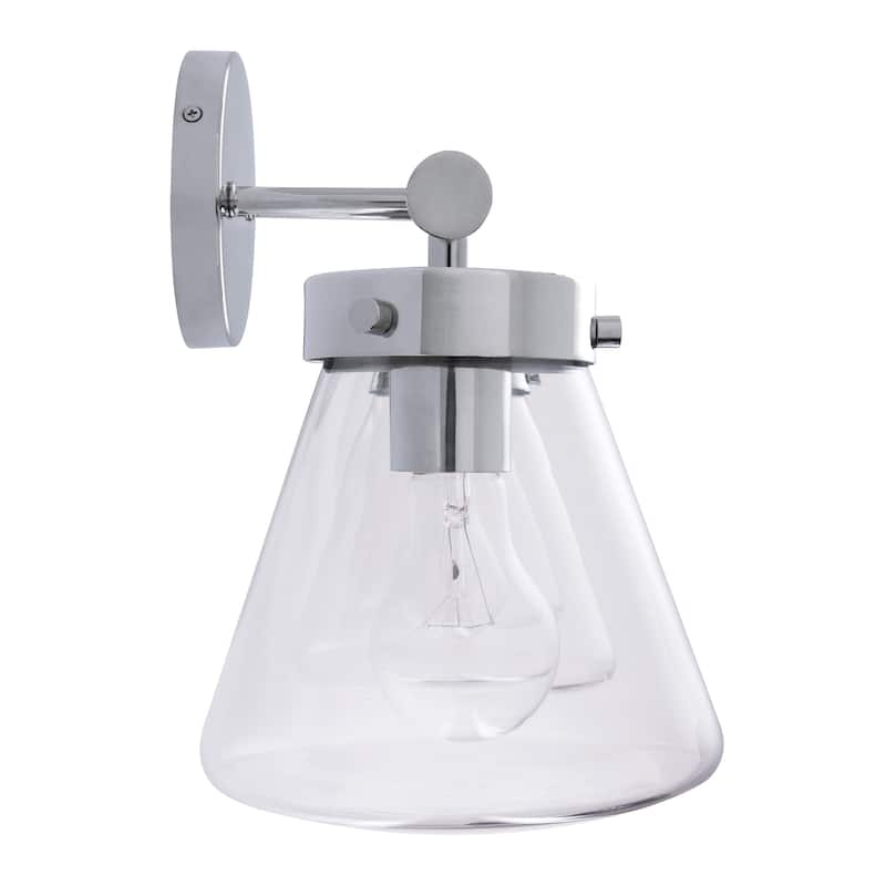Modern Glam Farmhouse 2-Light Nickel Vanity Light - 15.3"L x 7.67"W x 10.1"H