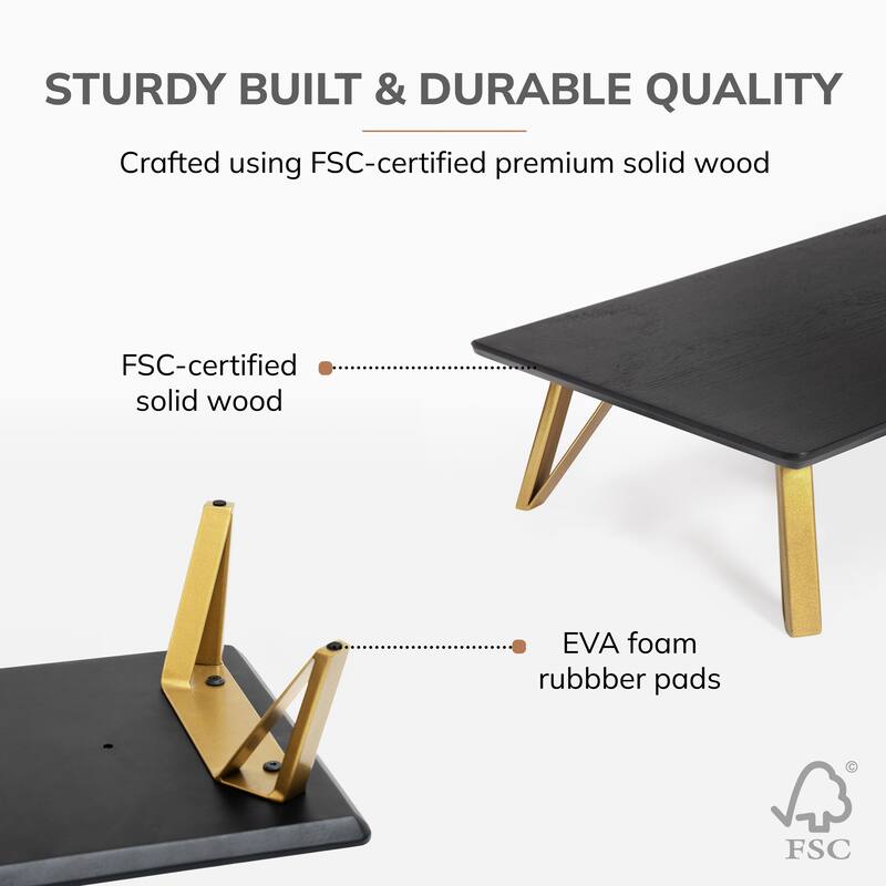 Jani Wood Monitor Stand Riser Desk - Ergonomic Design Stand, Desktop Organizer Table for Home, Office Workspace, Gaming Desk
