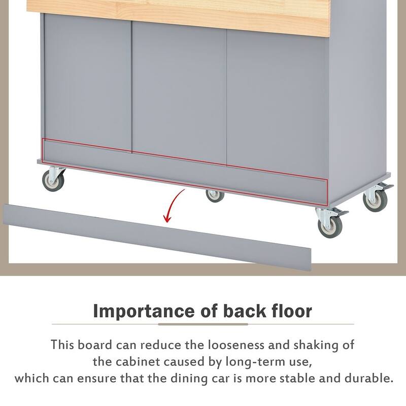 Rolling Mobile Kitchen Island with Wheels Drop Leaf, Solid Wood Top
